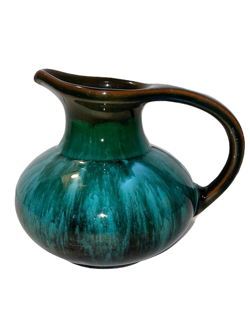 Blue Mountain Pottery BMP Canada Mini Ceramic Green/Blk Glazed Creamer Pitcher